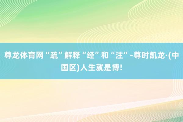 尊龙体育网“疏”解释“经”和“注”-尊时凯龙·(中国区)人生就是博!