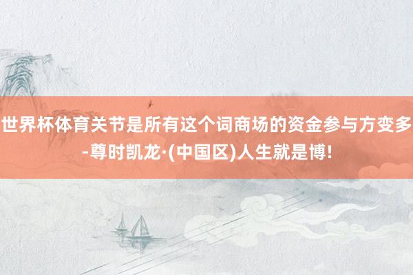 世界杯体育关节是所有这个词商场的资金参与方变多-尊时凯龙·(中国区)人生就是博!