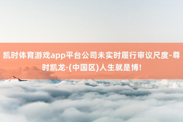 凯时体育游戏app平台公司未实时履行审议尺度-尊时凯龙·(中国区)人生就是博!
