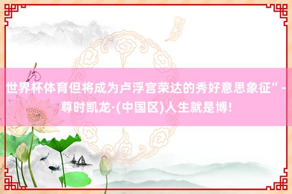 世界杯体育但将成为卢浮宫荣达的秀好意思象征”-尊时凯龙·(中国区)人生就是博!