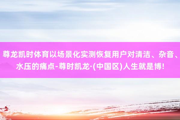 尊龙凯时体育以场景化实测恢复用户对清洁、杂音、水压的痛点-尊时凯龙·(中国区)人生就是博!
