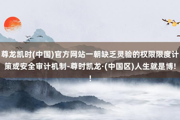 尊龙凯时(中国)官方网站一朝缺乏灵验的权限限度计策或安全审计机制-尊时凯龙·(中国区)人生就是博!